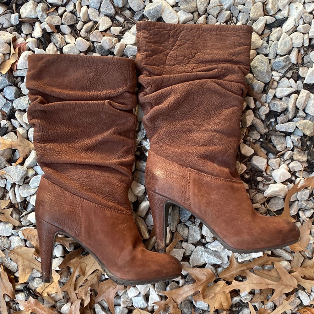 Brown Slouchy High Heel Boots